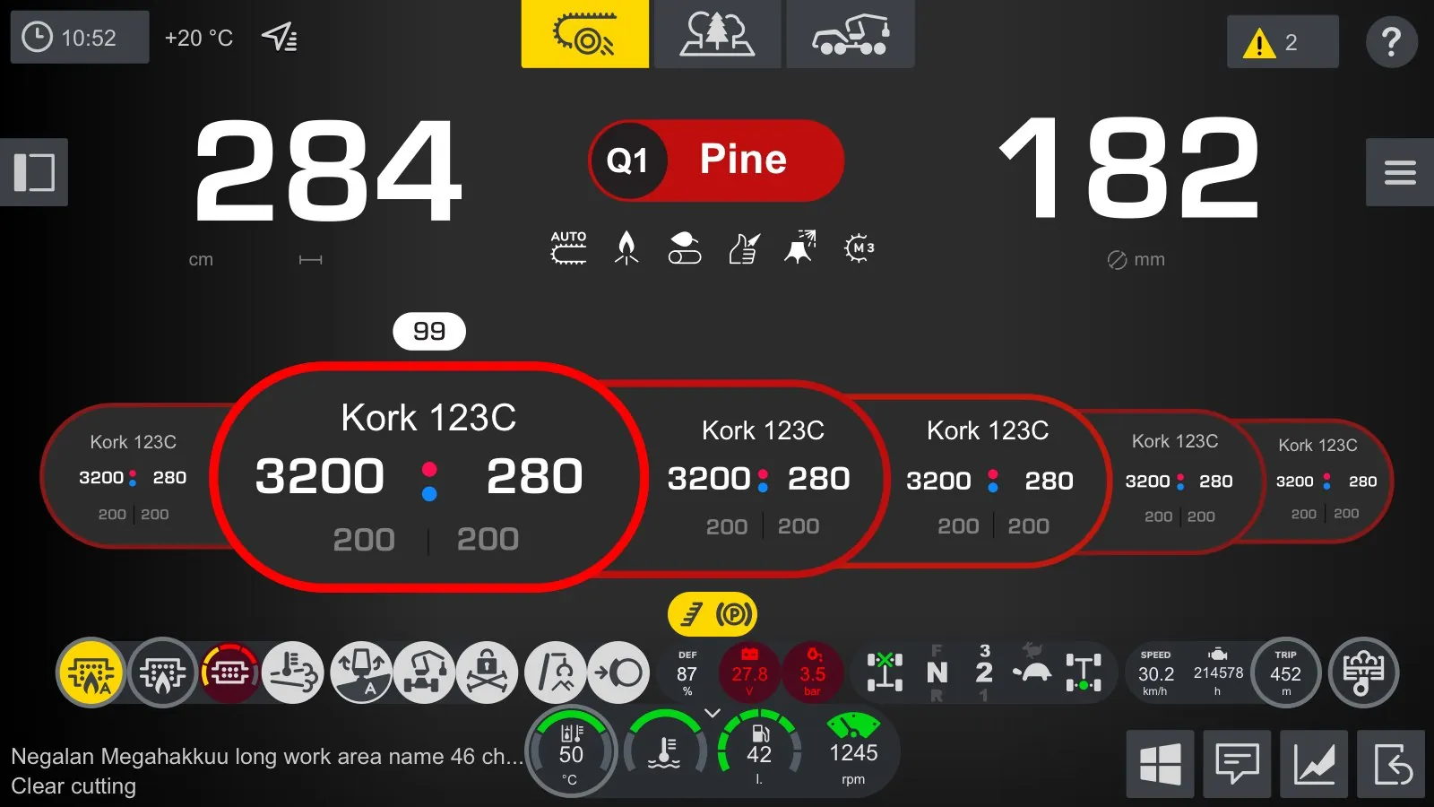Ponsse OPTI 5G harvester interface