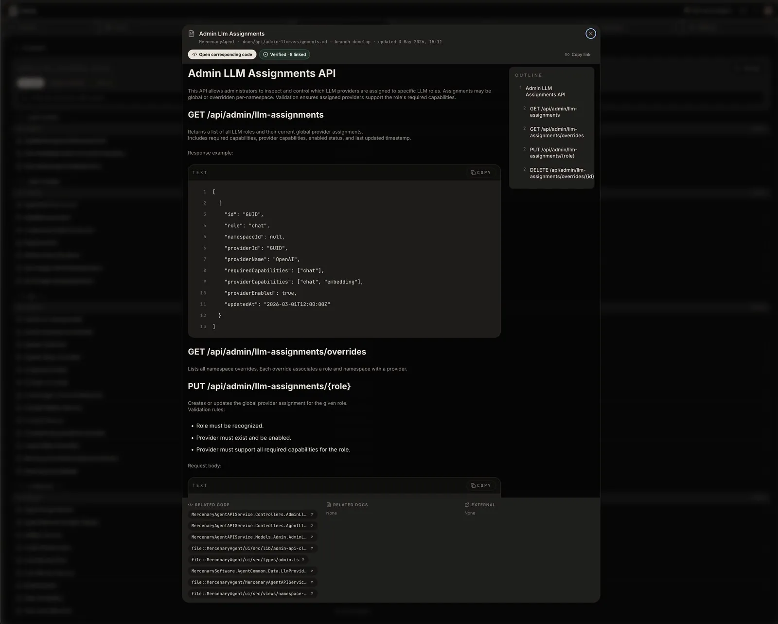 Scirix documentation view with verified doc-to-code links