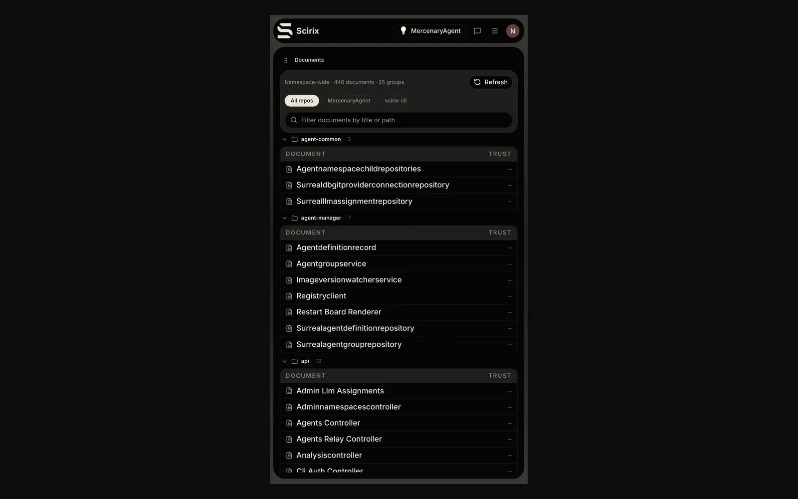 Scirix documents workspace on a mobile screen